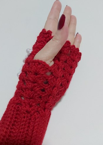 Kırmızı Parmaksız Eldiven - Görsel 5