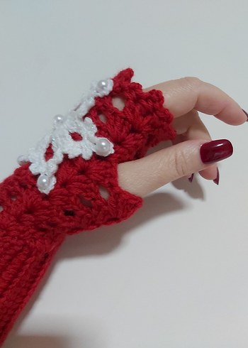 Kırmızı Parmaksız Eldiven - Görsel 7