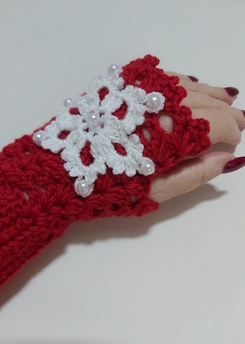 Kırmızı Parmaksız Eldiven - Görsel 8