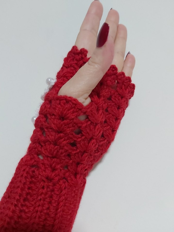 Kırmızı Parmaksız Eldiven - Görsel 5