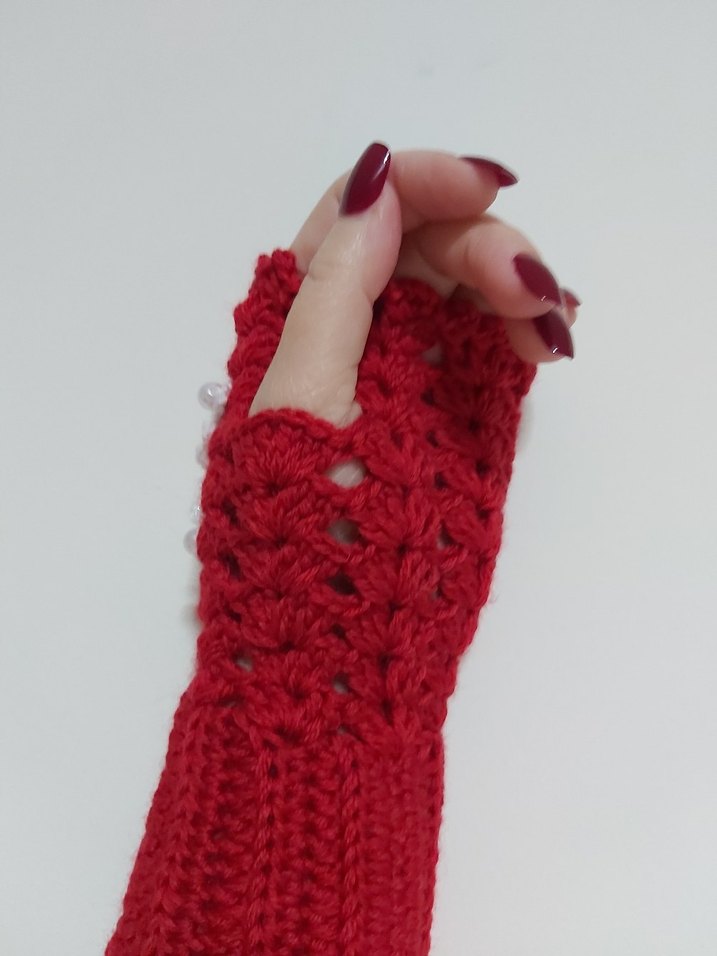 Kırmızı Parmaksız Eldiven - Görsel 4