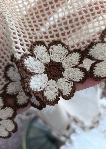 Çiçek Motifli El işi Dantel Örtü Seti - Görsel 3