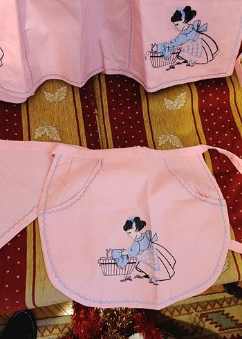 Keten Nakışlı Pembe mutfak takımı Seti - Görsel 6