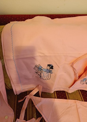 Keten Nakışlı Pembe mutfak takımı Seti - Görsel 3