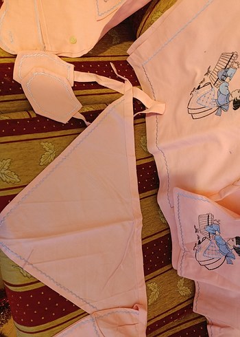 Keten Nakışlı Pembe mutfak takımı Seti - Görsel 5