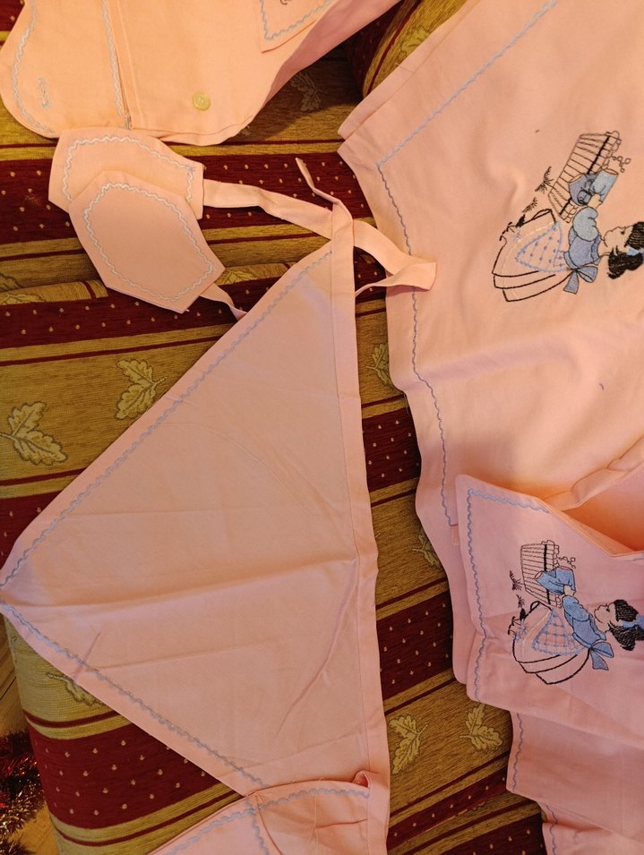 Keten Nakışlı Pembe mutfak takımı Seti - Görsel 5