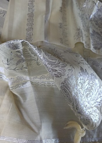 Gri işlemeli sarı masa örtüsü runner - Görsel 2