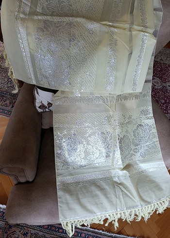 Gri işlemeli sarı masa örtüsü runner - Görsel 10