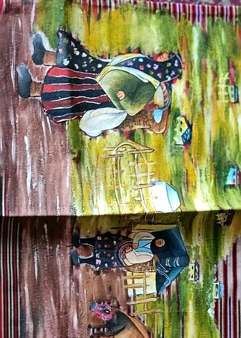 Karadeniz dokuma boyama Bohem örtü - Görsel 9