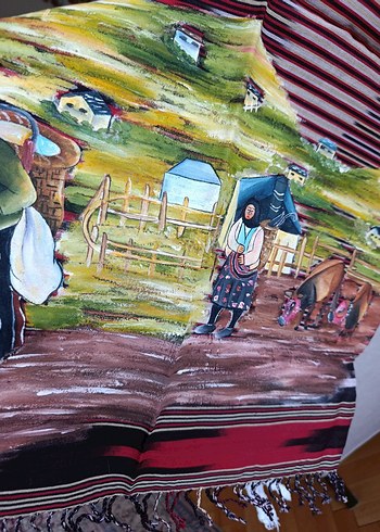 Karadeniz dokuma boyama Bohem örtü - Görsel 5