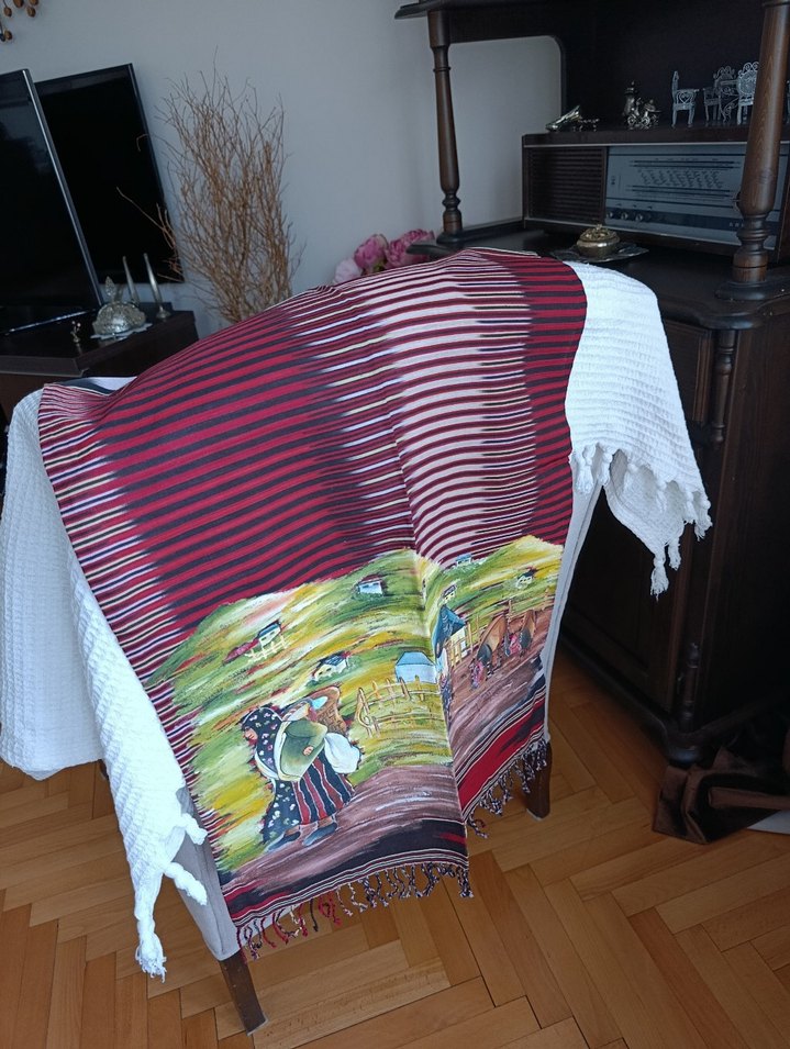 Karadeniz dokuma boyama Bohem örtü - Görsel 3