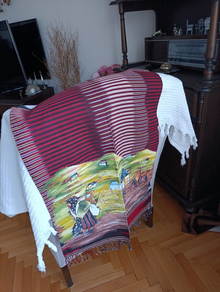 Karadeniz dokuma boyama Bohem örtü - Görsel 2