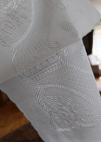 Beyaz İşlemeli El Yapımı Kumaş peçete sehpa örtüsü - Görsel 7