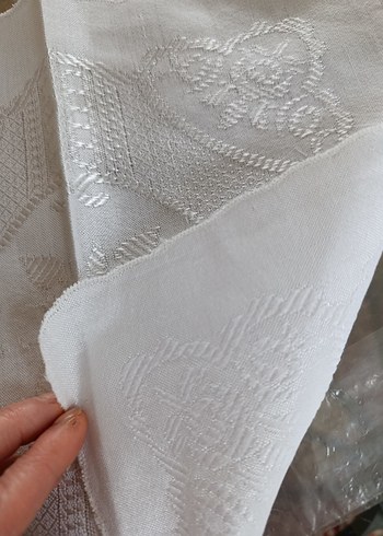 Beyaz İşlemeli El Yapımı Kumaş peçete sehpa örtüsü - Görsel 4