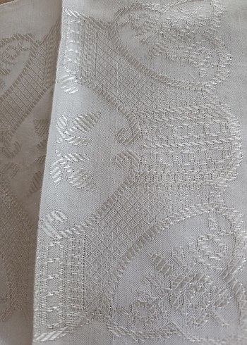 Beyaz İşlemeli El Yapımı Kumaş peçete sehpa örtüsü - Görsel 3