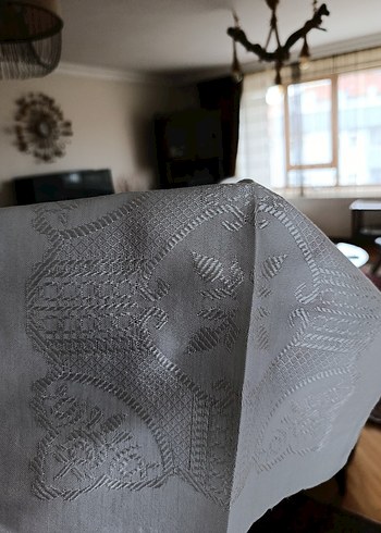 Beyaz İşlemeli El Yapımı Kumaş peçete sehpa örtüsü - Görsel 8