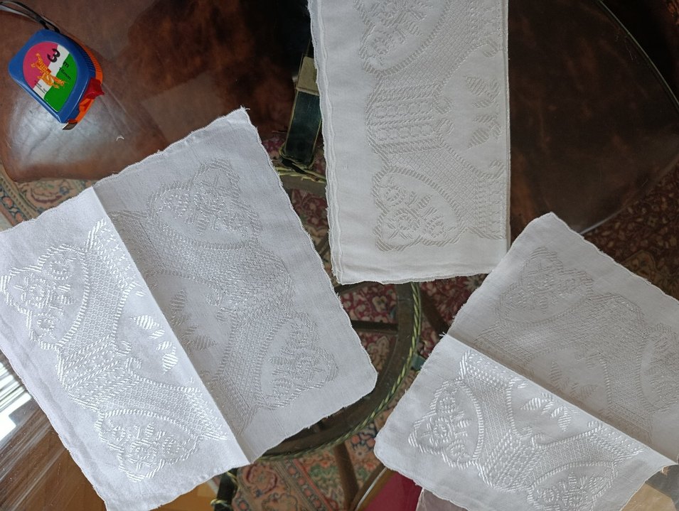 Beyaz İşlemeli El Yapımı Kumaş peçete sehpa örtüsü - Görsel 5