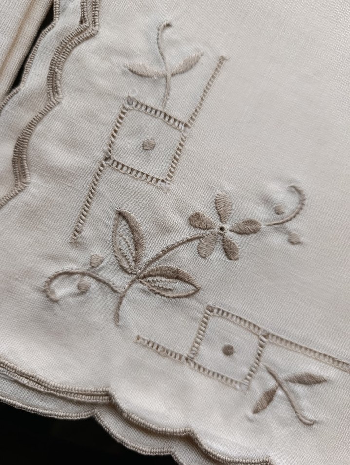 Rahibe işi peçeteler Nakışlı krem 12adet - Görsel 3