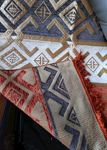 Kadife ipek Etnik Desenli kilim örtü - Görsel 5