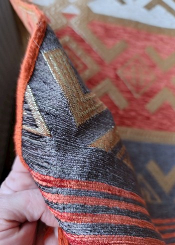 Kadife ipek Etnik Desenli kilim örtü - Görsel 3