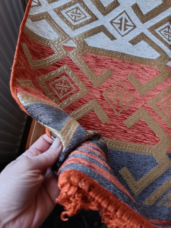 Kadife ipek Etnik Desenli kilim örtü - Görsel 2