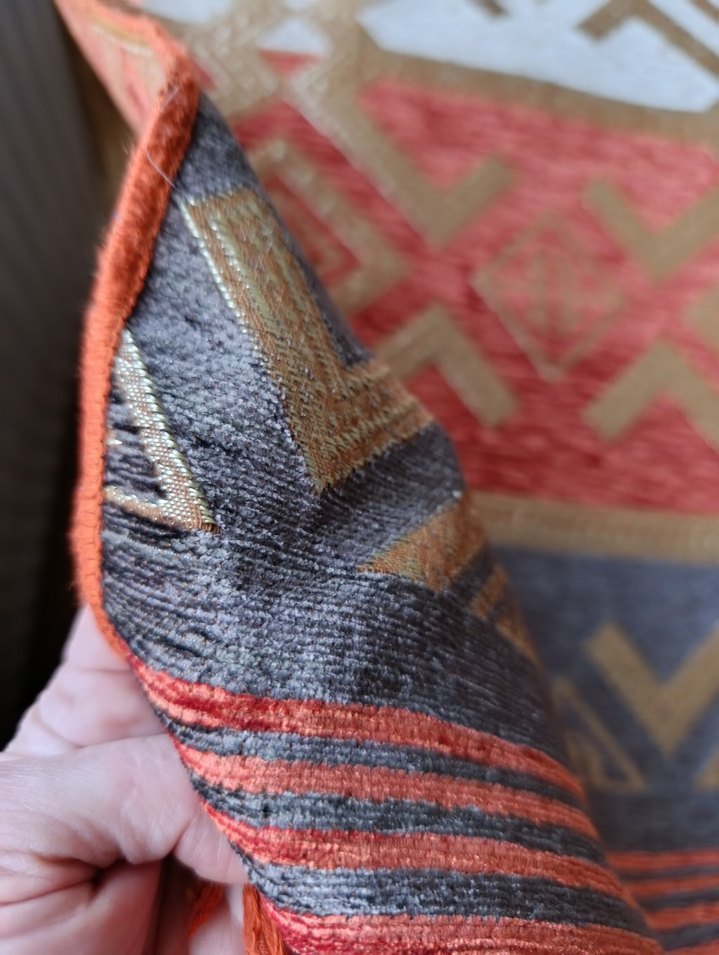 Kadife ipek Etnik Desenli kilim örtü - Görsel 3