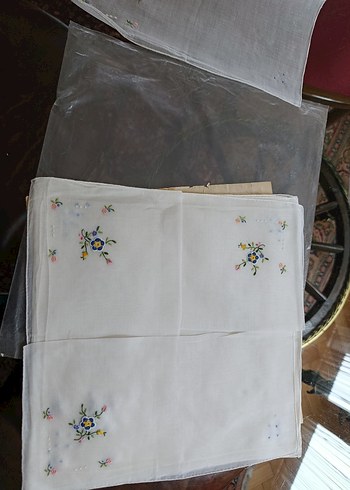 Organze Nakışlı Beyaz Vintage 12 adet - Görsel 3