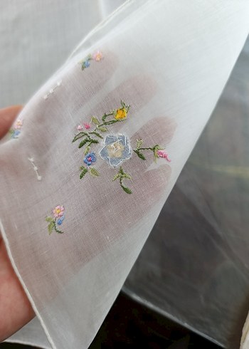 Organze Nakışlı Beyaz Vintage 12 adet - Görsel 4