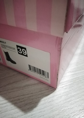 39 Beden pembe Renk MissF Siyah Kadın Bot, Tokalı, Kalın Topuklu