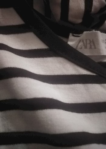 Zara Çizgili, Kolsuz, Fırfırlı Gevşek Elbise