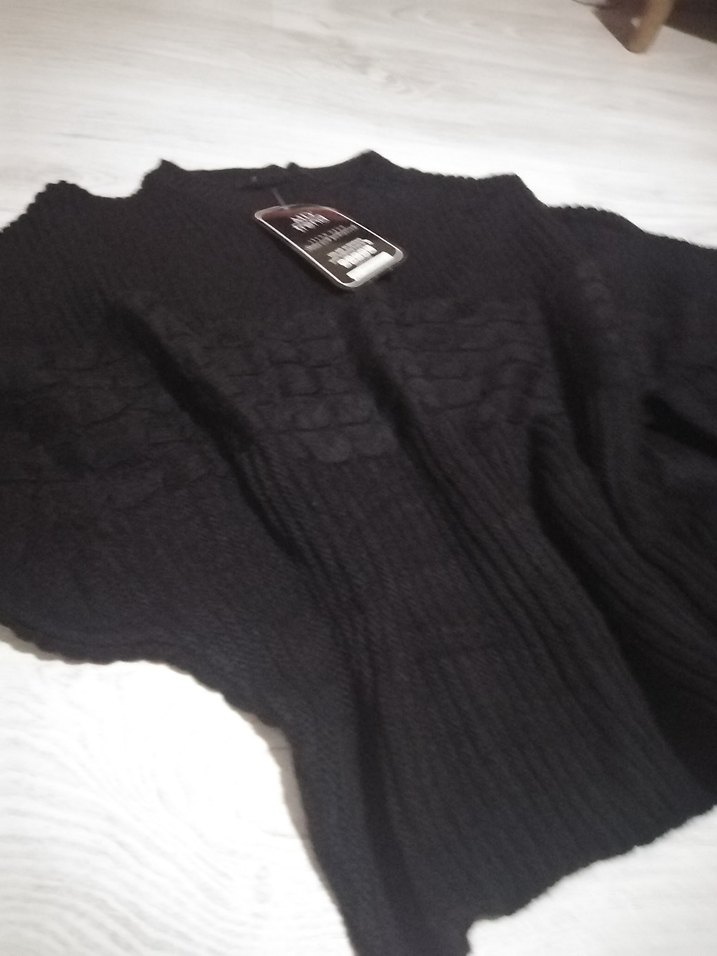 Siyah Fitilli Triko Uzun Elbise - Görsel 2