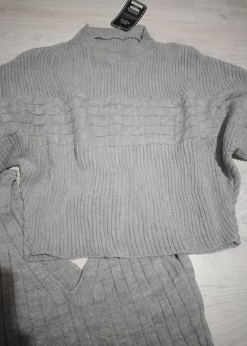 Gri Uzun Örme Kadın Elbise - Görsel 2