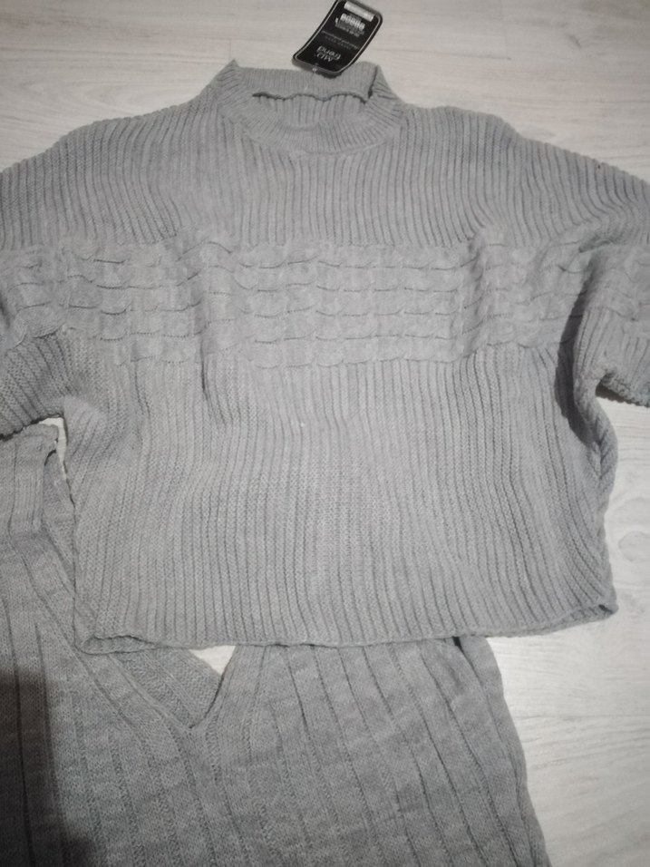 Gri Uzun Örme Kadın Elbise - Görsel 2