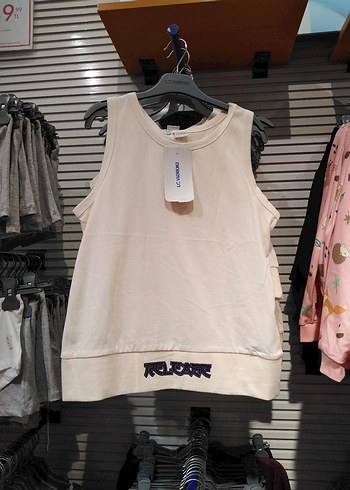 Beyaz Pamuklu kız Çocuk Kolsuz Tişört - Görsel 2