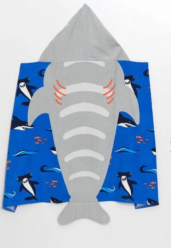 Erkek Çocuk Kapüşonlu Köpekbalığı Desenli Bornoz - Görsel 2