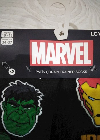 LC Waikiki Çocuk Marvel Karakterli Nakışlı Çorap Seti