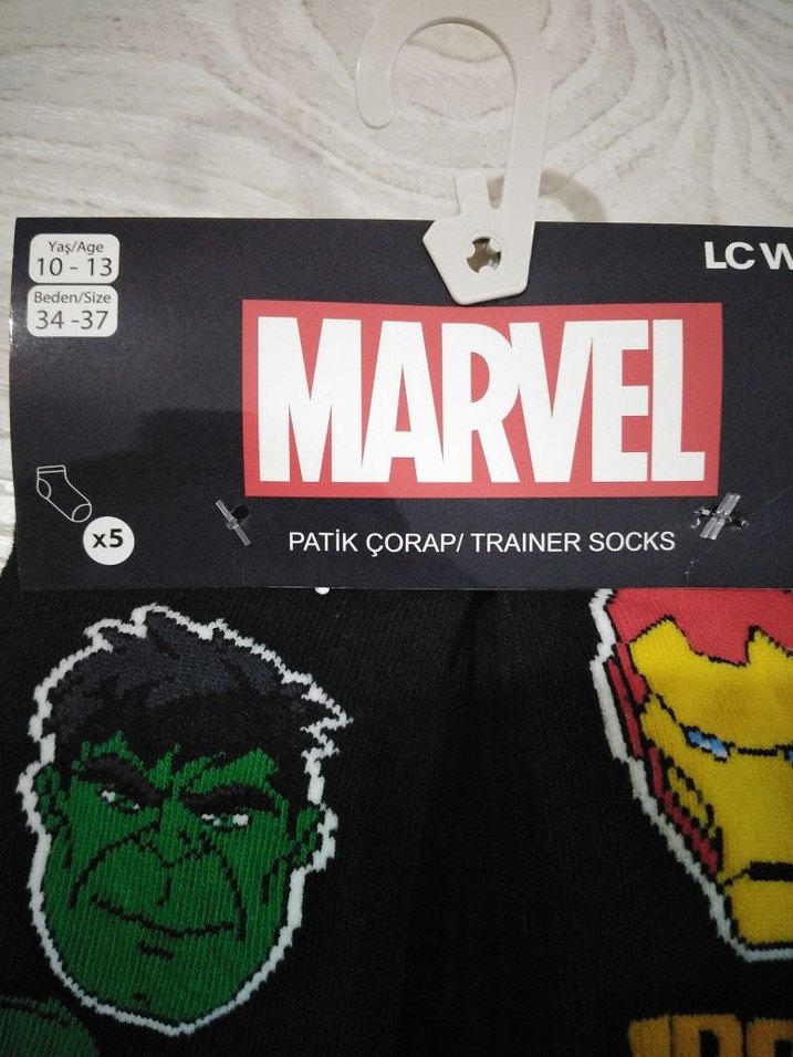 Çocuk Marvel Karakterli Nakışlı Çorap Seti - Görsel 2