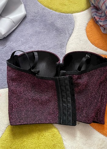 Zara Parlak Mor Straplez Mini Büstiyer