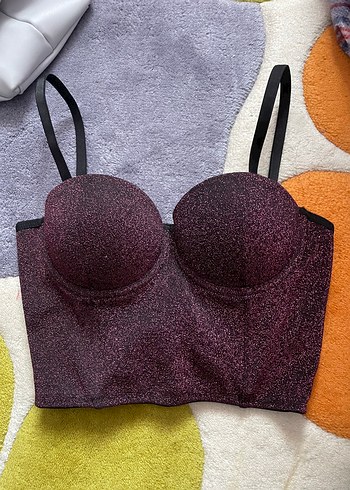 Parlak Mor Straplez Mini Büstiyer