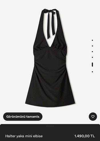 Bershka halter yaka mini siyah elbise - Görsel 2