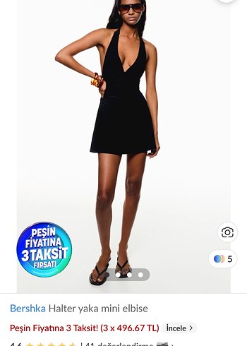 Bershka halter yaka mini siyah elbise - Görsel 3