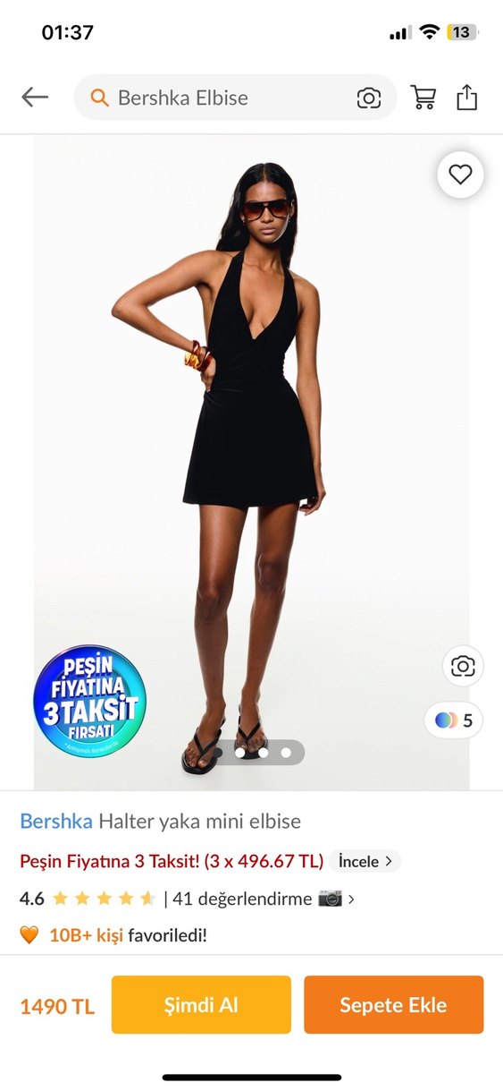 Bershka halter yaka mini siyah elbise - Görsel 3