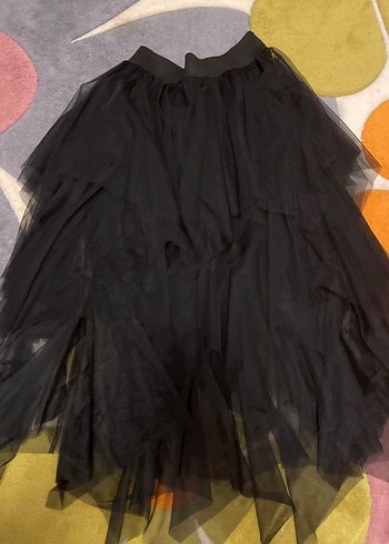 Kadın Siyah Uzun Fırfırlı Gotik Etek - Görsel 2