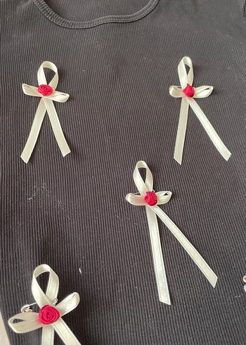 kurdeleli duz siyah bluz coquette - Görsel 3