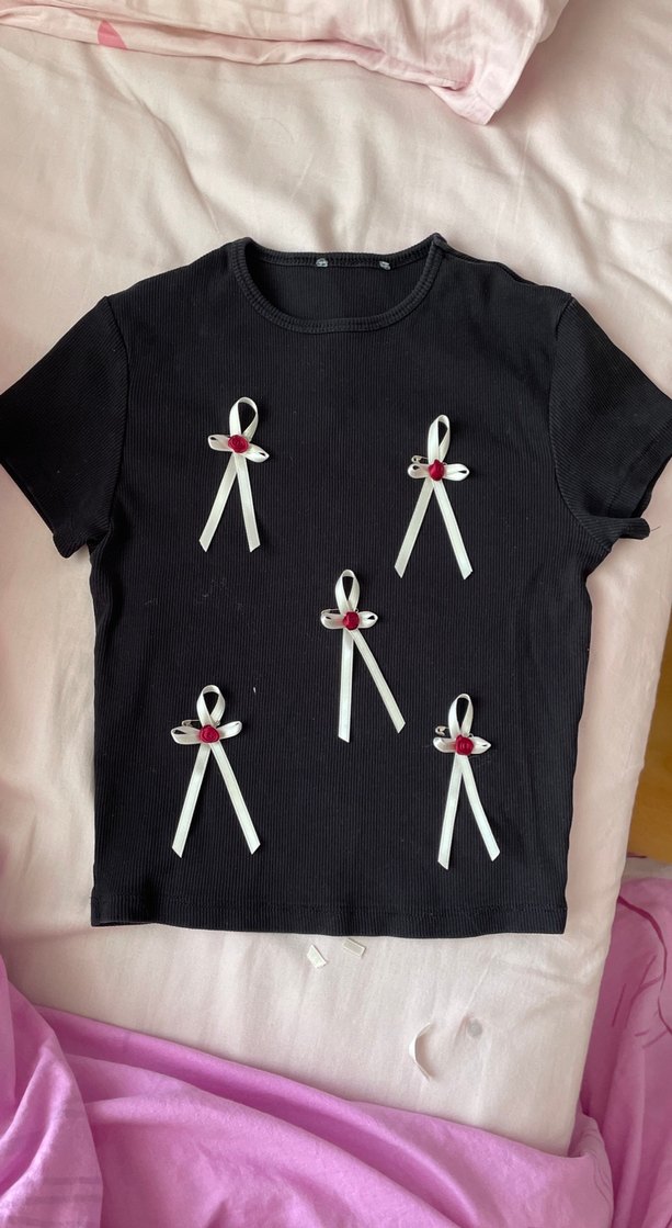 kurdeleli duz siyah bluz coquette - Görsel 2