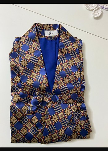 Erkek Çok Renkli Desenli Düğmeli Röpteşambır - Görsel 3