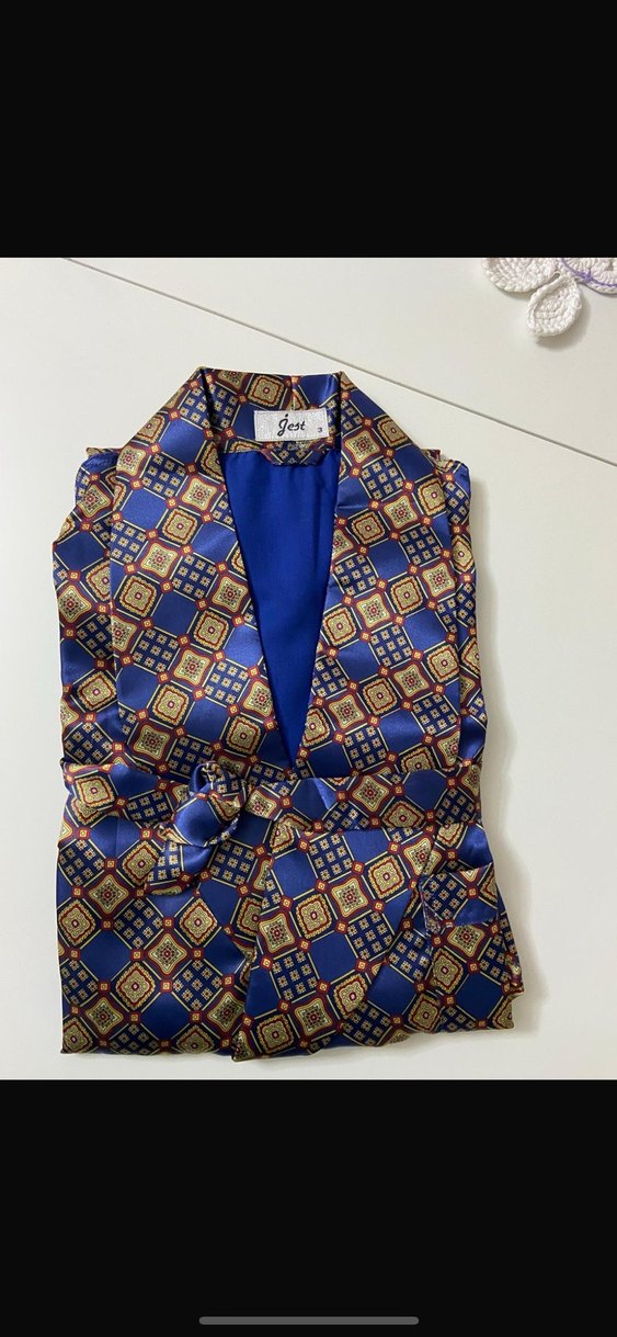 Erkek Çok Renkli Desenli Düğmeli Röpteşambır - Görsel 3