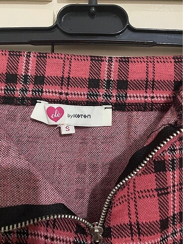 s Beden pembe Renk Pembe Kareli Etek