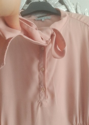 Pembe, Uzun Kollu, Fırfırlı Hamile Bluzu - Görsel 5