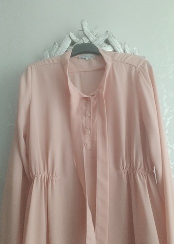 Pembe, Uzun Kollu, Fırfırlı Hamile Bluzu - Görsel 6